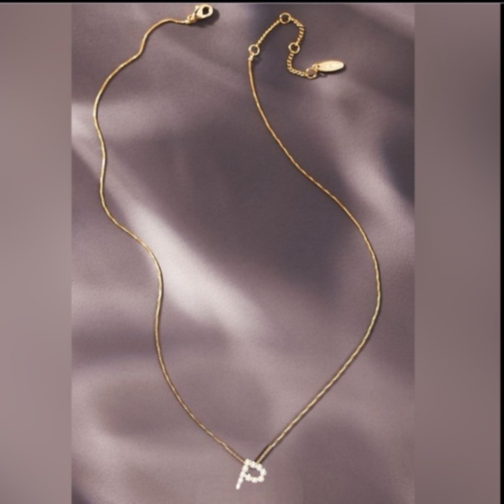 New Anthropologie Serefina Monogram Pearl Necklace “P”